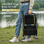 High Back Folding Fishing Chair, Adjustable Legs, Swivel Anti-Slip Feet, Portable Camping Stool for Outdoor, Hiking, Beach