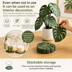 Monstera Leaf 3D Printed Coasters, Non-Slip Anti-Scald Plant Drink Mats, Tropical Desk Bar Kitchen Decor