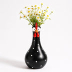 Hand-Painted Rooster Vase Sculpture | Long Neck Cartoon Rooster Decor with Colorful Polka Dots | Waterproof Resin Home Accent