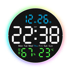 10 Inch Digital Wall Clock with Mood Light TEMP Humidity Date Week Timer Brightness Adjustment Remote DST LED Alarm Clock