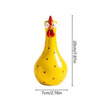Hand-Painted Rooster Vase Sculpture | Long Neck Cartoon Rooster Decor with Colorful Polka Dots | Waterproof Resin Home Accent