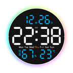 10 Inch Digital Wall Clock with Mood Light TEMP Humidity Date Week Timer Brightness Adjustment Remote DST LED Alarm Clock