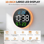 10 Inch Digital Wall Clock with Mood Light TEMP Humidity Date Week Timer Brightness Adjustment Remote DST LED Alarm Clock